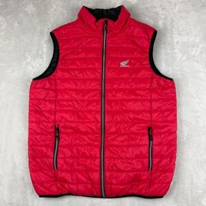 Honda Vest Mens 3XL Red Quilted Puffer Lightweight Full Zip Motorcycle Rider EUC